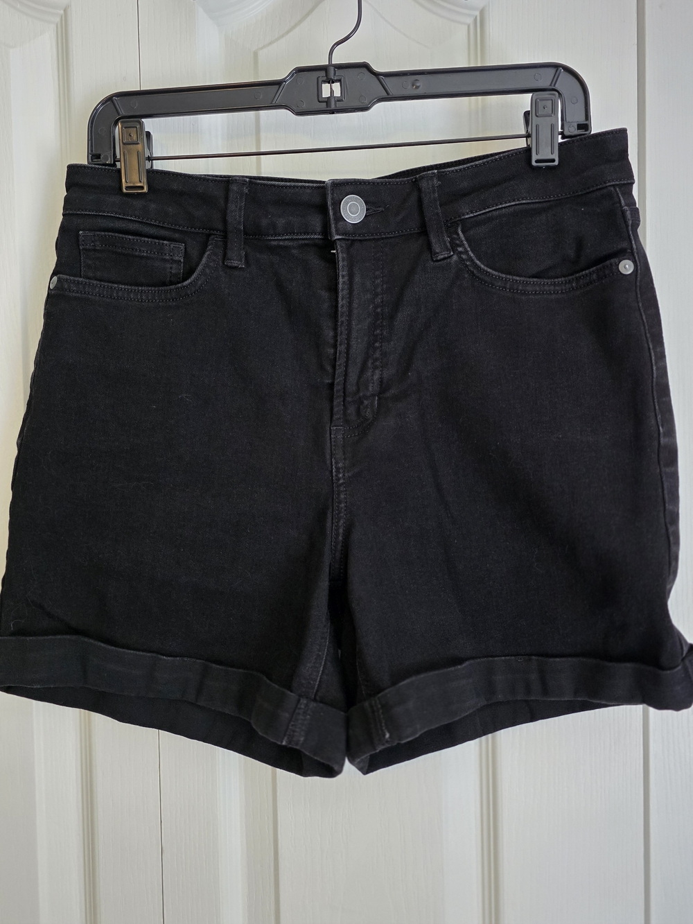 LC Lauren Conrad Black High-Rise Rolled Hem Jean Shorts